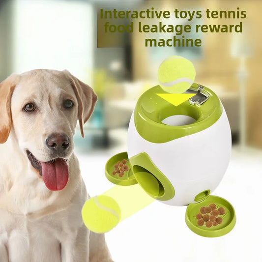 2 in 1 Dog Pet Interactive Toy Tennis Ball Launcher Automatic Throwing Training Reward Machine Fun Feeding Machine Pet Supplies